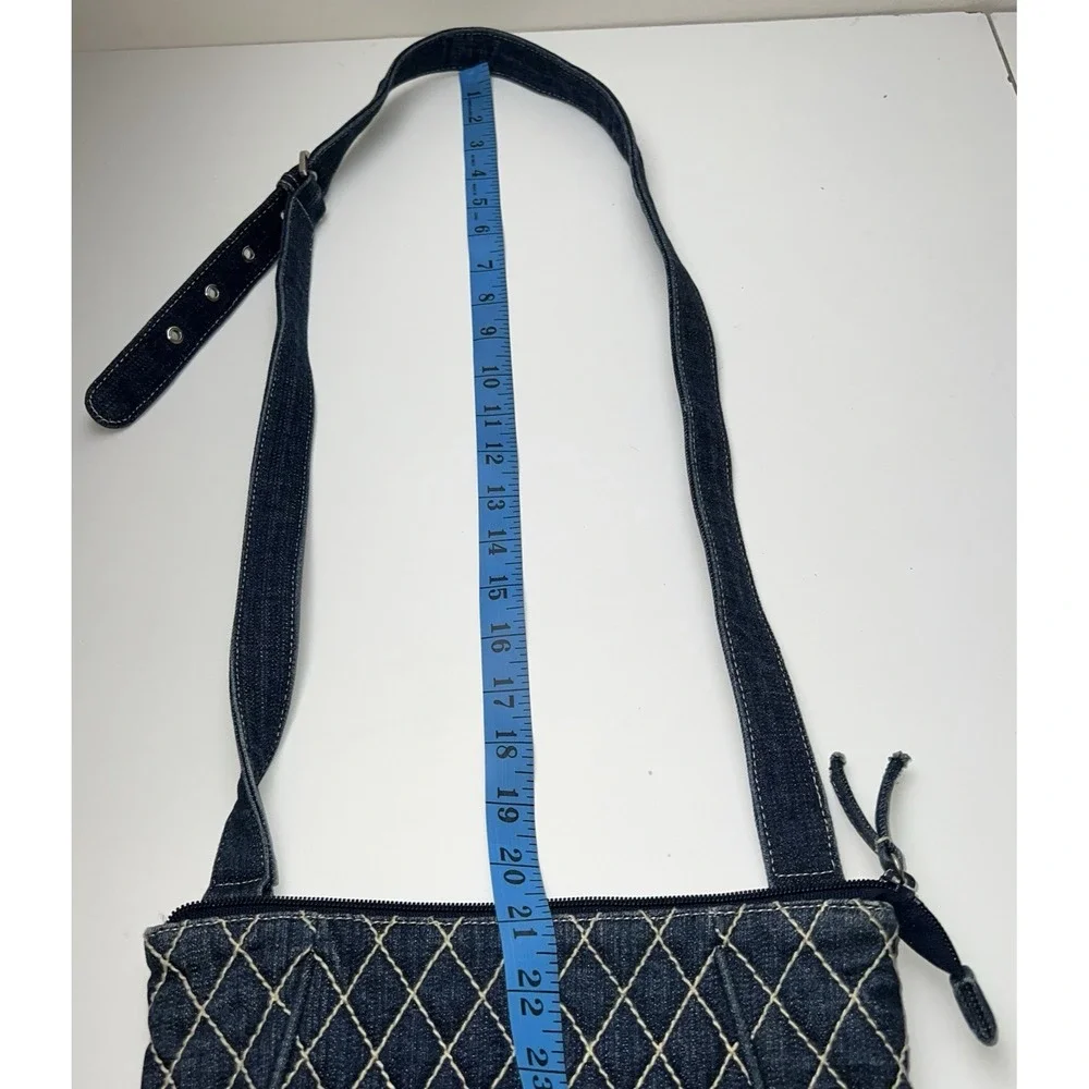 Vera Bradley Denim Hipster Crossbody Purse Olivia Blue White Quilting Denim
